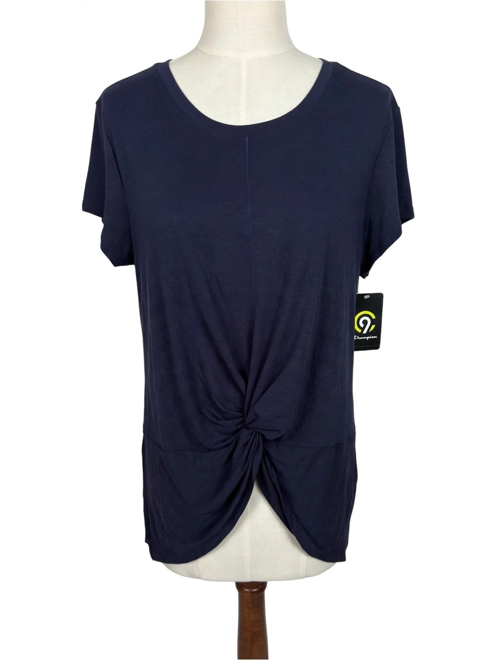 New C9 Champion Duo Dry Twist Front Tee Shirt Women’s Size Medium Xavier Navy